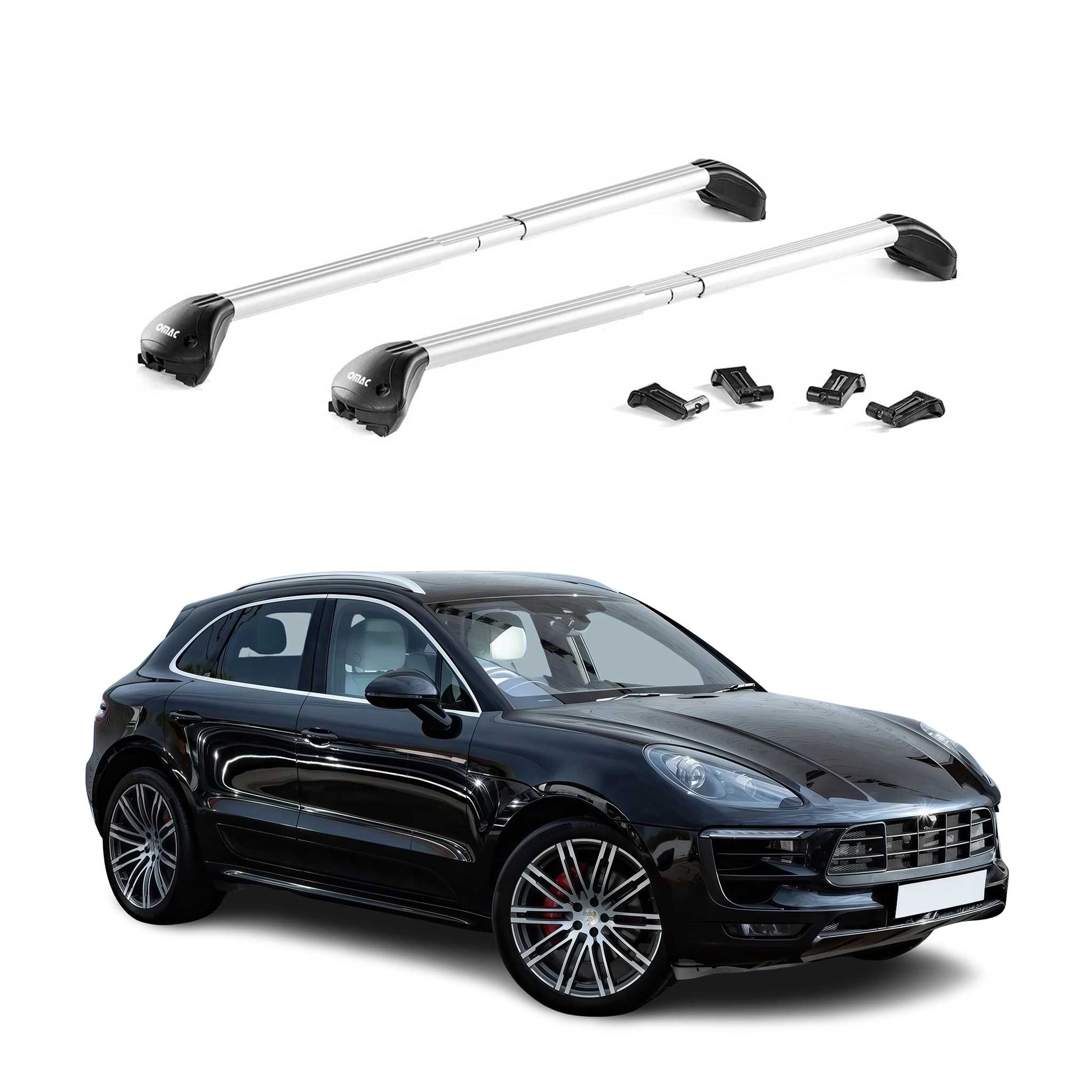 Dachträger Grundtäger für Porsche Macan 2014-2024 100kg Alu Silber 2 tlg ABE OMAC DE
