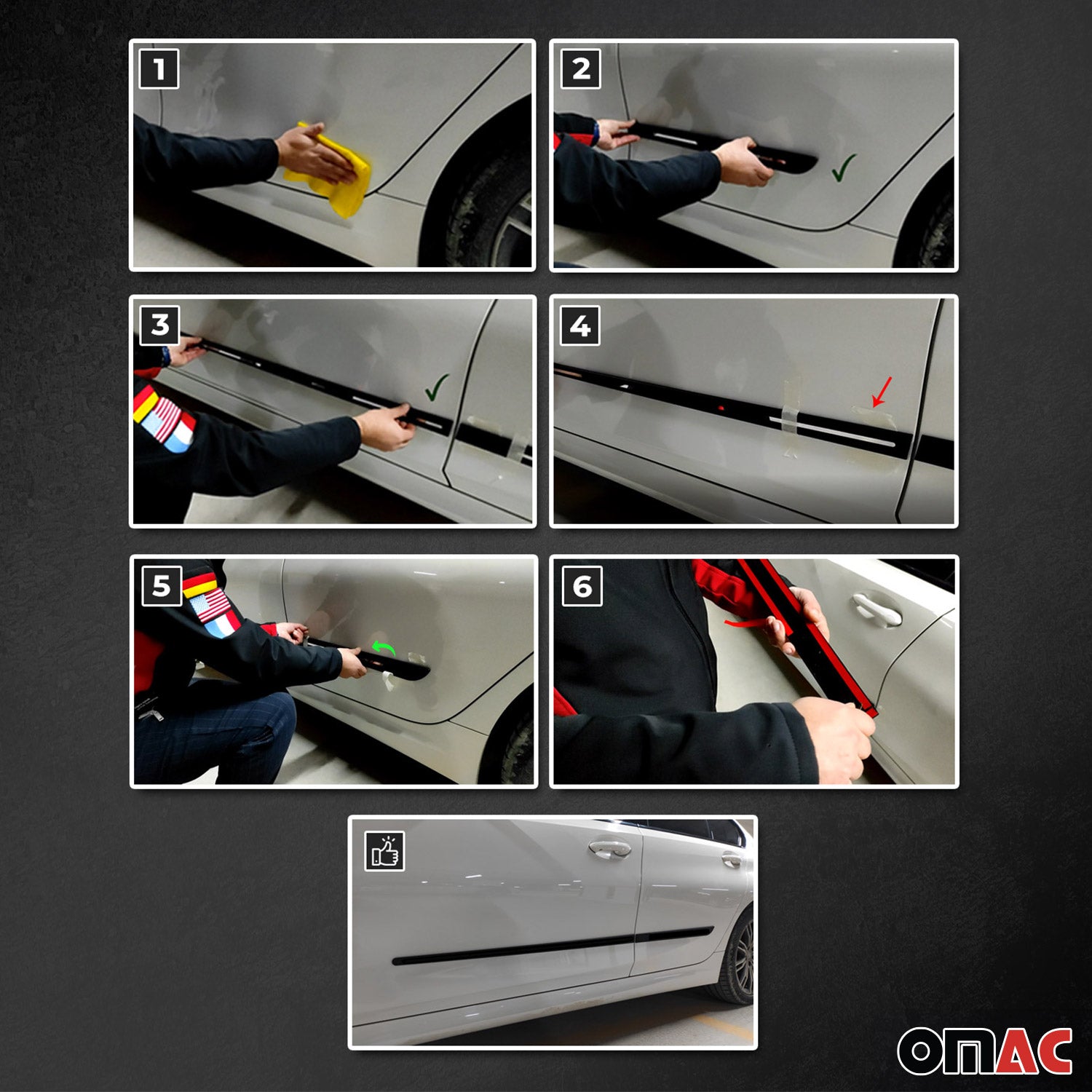 Seitentürleiste Türschutzleiste für Audi Polypropylene Schwarz 4x OMAC DE