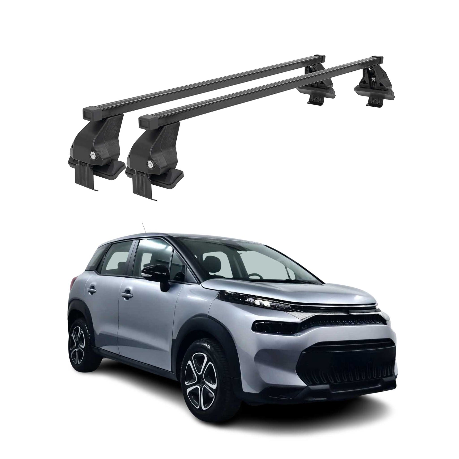 Menabo Dachträger Grundträger für Citroen C3 Aircross 2017-2024 Stahl Schwarz 2x OMAC DE