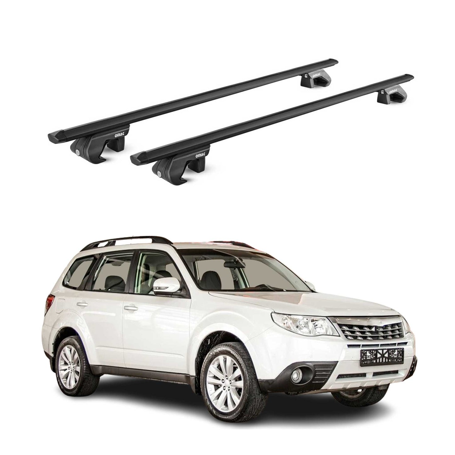 Dachträger für Subaru Forester mk3 2008-2013 5 tür 90kg Alu Schwarz 2x ABE OMAC DE