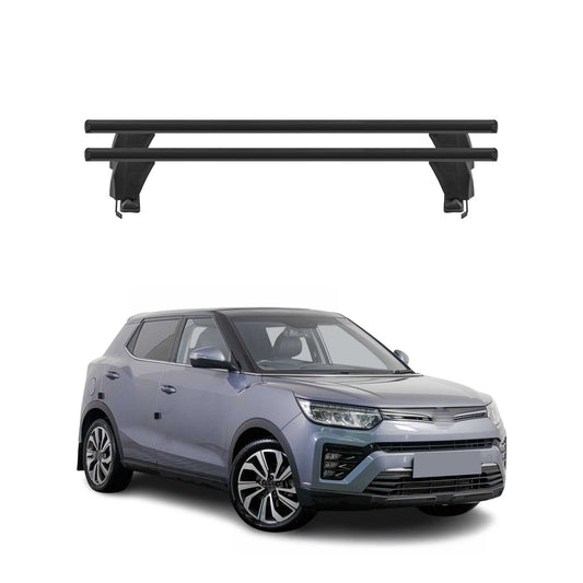 Menabo Dachträger Grundträger für Ssangyong Tivoli 2015-2023 Alu Schwarz 2tlg OMAC DE