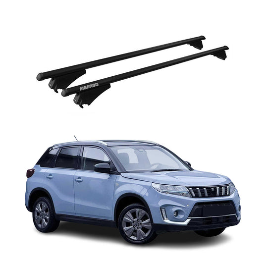 Menabo Dachträger für Suzuki Vitara mk4 2015-2019 Pre-FL 75kg Alu Schwarz 2tlg OMAC DE