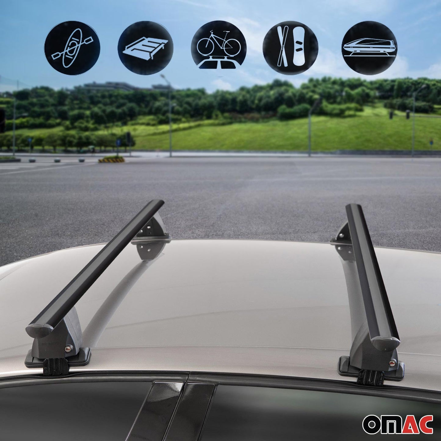 Dachträger Grundtäger für Fiat 500/500e/500EV/500 Hybrid 2007-25 Alu Schwarz 2x OMAC DE