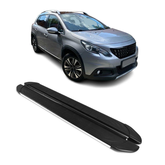Trittbretter Schweller Seitenbretter für Peugeot 2008 2013-19 Alu Schwarz-Silber OMAC DE