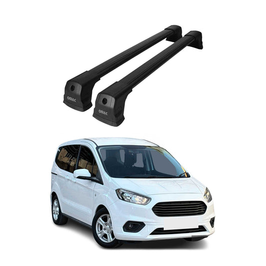 Dachträger Grundtäger für Ford Transit Courier 2014-2023 75kg Alu Schwarz 2tlg OMAC DE