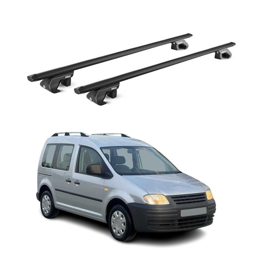 Dachträger Grundtäger für VW Caddy 2004-2020 3-5 tür 90kg Alu Schwarz 2 tlg ABE OMAC DE