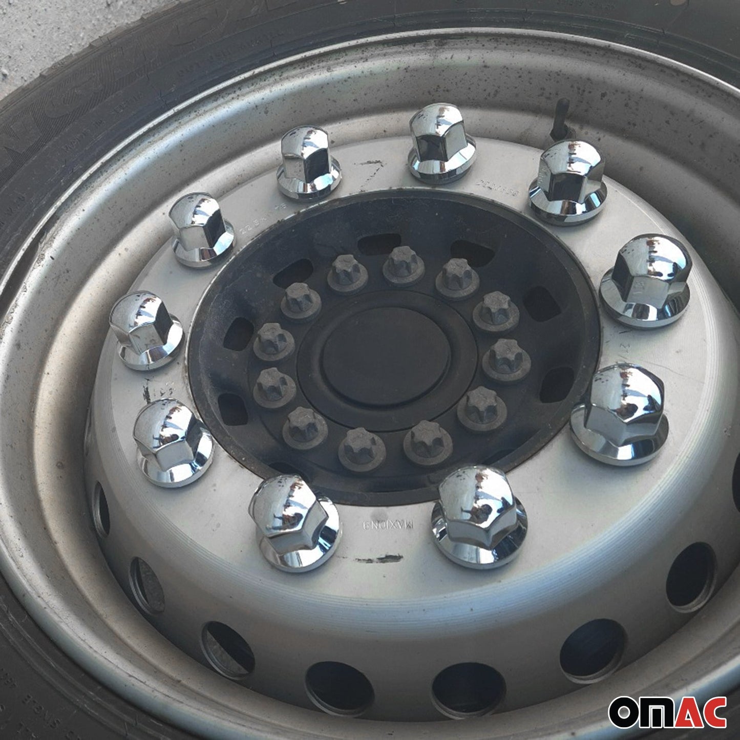 40x Glänzend Chrom Radmutterkappen Schutz Ø33mm für hohe Schrauben / LKW OMAC DE