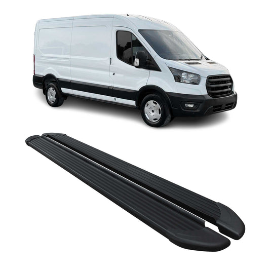 Trittbretter Seitenschweller für Ford Transit 2014-2025 L3 Aluminium Schwarz 2x