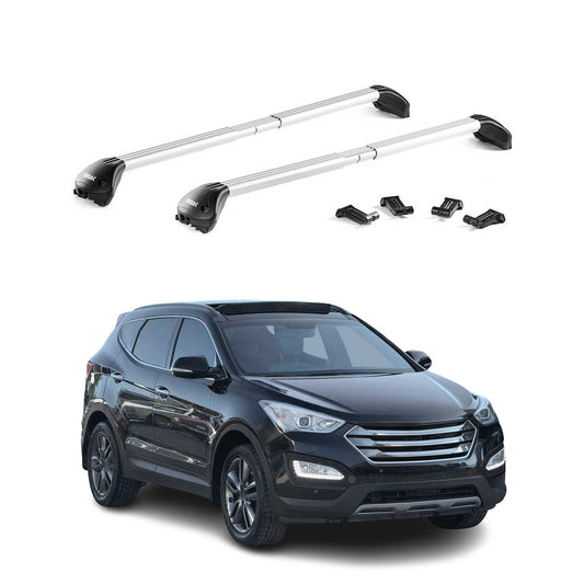 Dachträger Grundtäger für Hyundai Santa Fe 2012-2018 100kg Alu Silber 2 tlg ABE OMAC DE