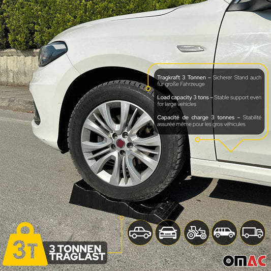 Auffahrrampen Set KFZ-Rampen bis 3.5 Tonnen Tragkraft Rutschfeste Auto Rampe OMAC DE