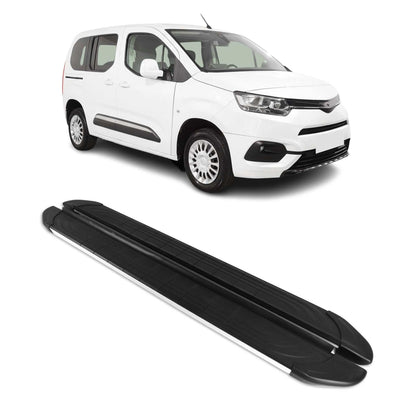 Trittbretter Seitenschweller für Toyota Proace City 2019-25 L1 Alu Schwarz Grau