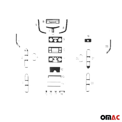 Innenraum Dekor Cockpit für Peugeot 207 2007-2014 Aluminium Optik 23 tlg OMAC DE