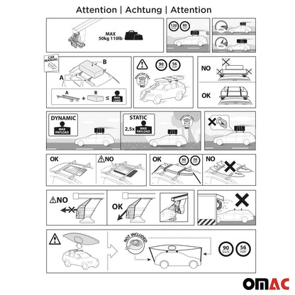 Dachträger Grundträger für Peugeot iOn / Citroen C-Zero 2010-2014 Stahl Grau 2x OMAC DE