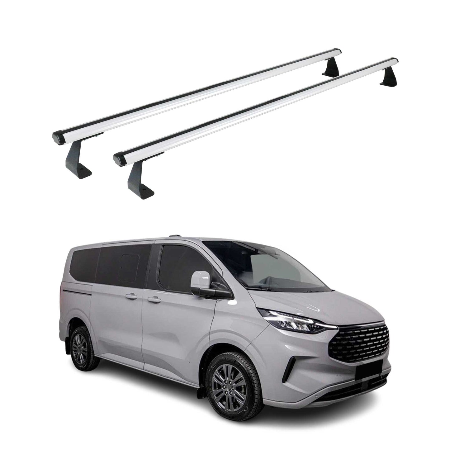 Dachträger für Ford Transit Custom / Tourneo Custom 2023-2025 75kg Alu Grau 2tlg OMAC DE