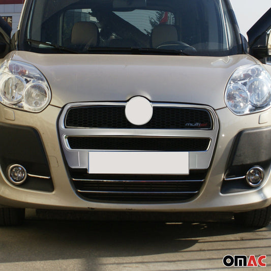 Kühlergrill Leisten Grillleisten für Fiat Doblo 2010-2014 Edelstahl Silber 2x OMAC DE