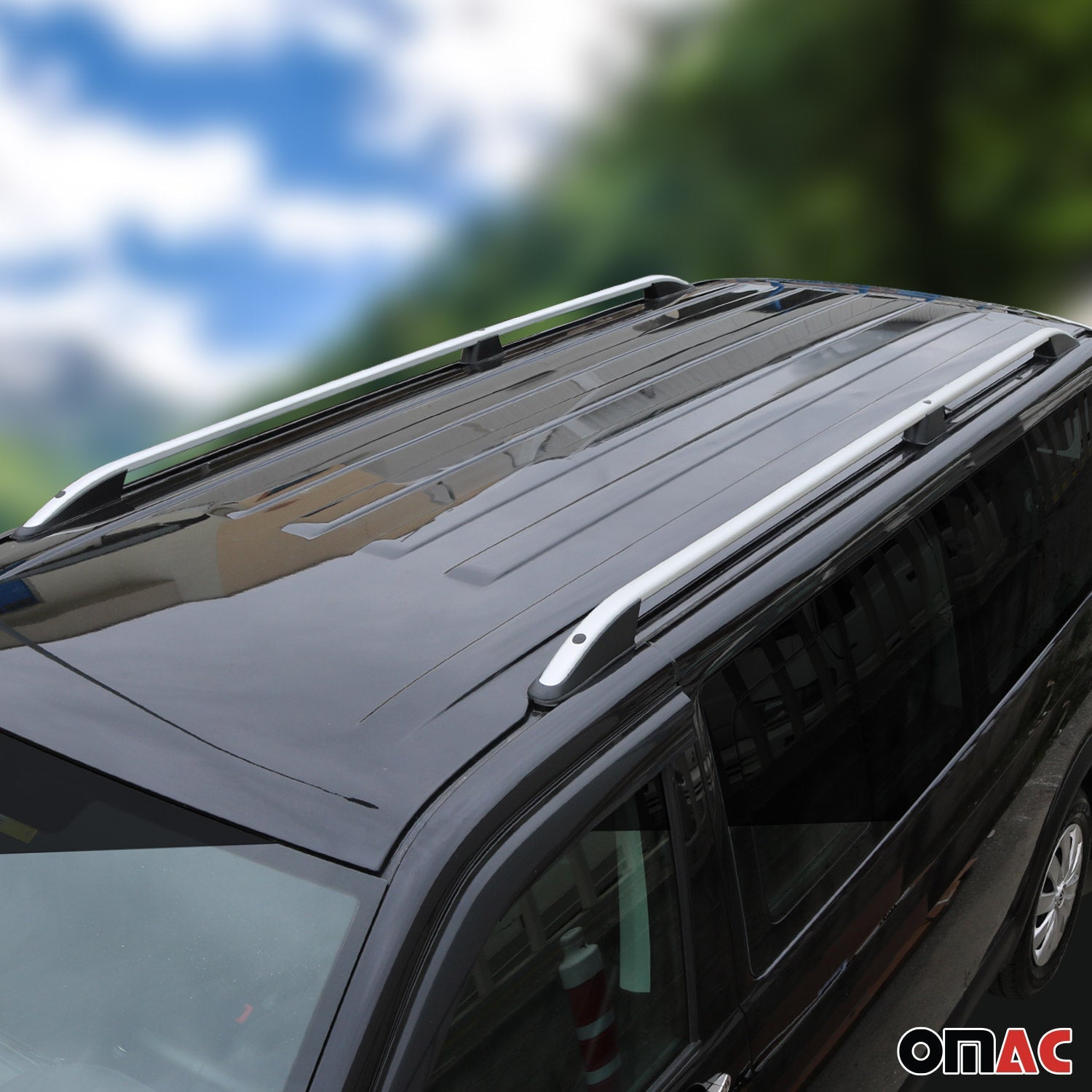 Dachreling Dachgepäckträger für VW Transporter T7 2024-2025 L1 kurzer Silber 2x OMAC DE