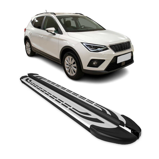 Trittbretter Seitenschweller für Seat Arona 2017-2025 Silber Schwarz 2 tlg