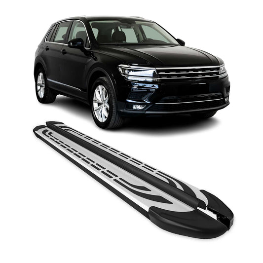 Trittbretter Seitenbretter für VW Tiguan Allspace 2016-2024 Alu Schwarz-Grau