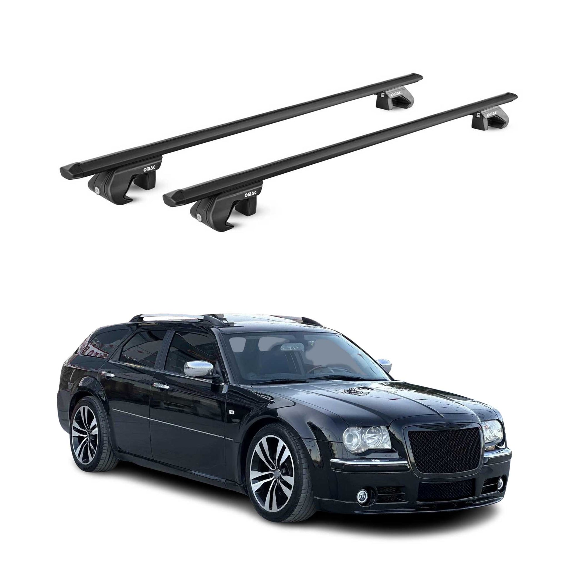 Dachträger für Chrysler 300C Touring 2005-2010 5 tür 90kg Alu Schwarz 2x ABE OMAC DE