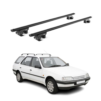 Dachträger Grundtäger für Peugeot 405 Wagon 1988-1997 90kg Alu Schwarz 2 tlg ABE OMAC DE