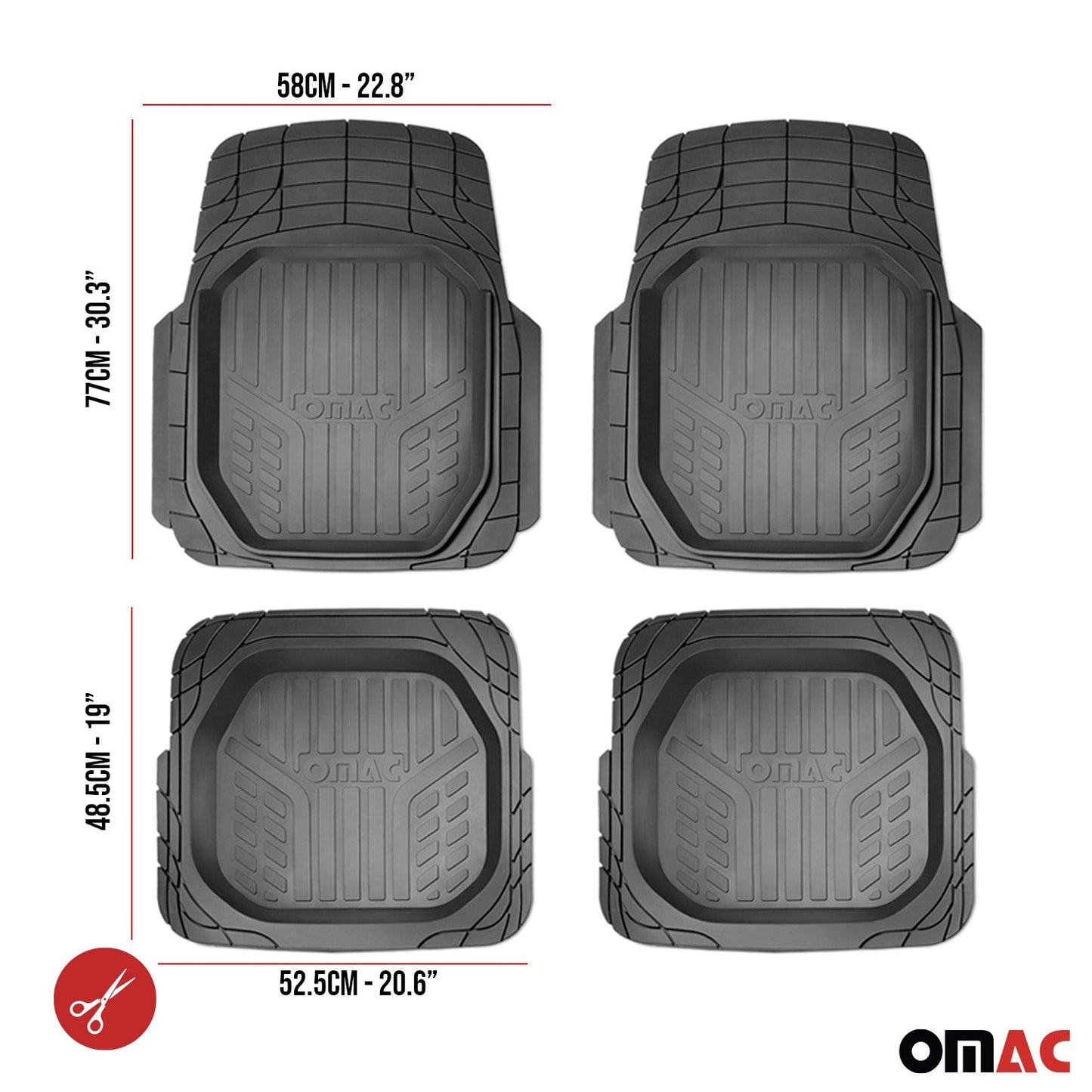 2023-2025 BYD Tang 5Sitze Fußmatten Zuschneidbar Schwarz Gummi 4 tlg OMAC DE