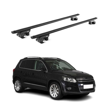 Dachträger Grundtäger für VW Tiguan mk1 2007-2016 90kg Alu Schwarz 2 tlg ABE OMAC DE
