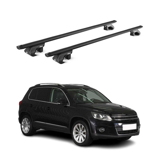 Dachträger Grundtäger für VW Tiguan mk1 2007-2016 90kg Alu Schwarz 2 tlg ABE OMAC DE