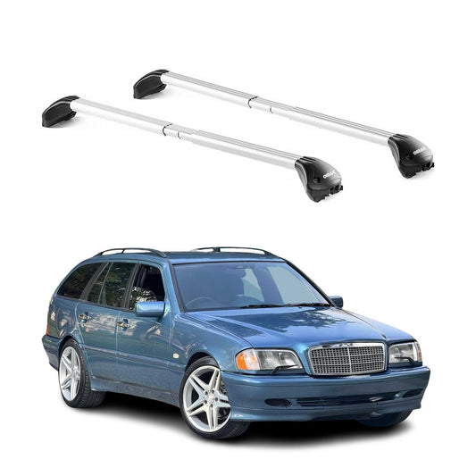 Dachträger für Mercedes C Klasse S202 Kombi 1993-2000 100kg Alu Silber 2x ABE OMAC DE
