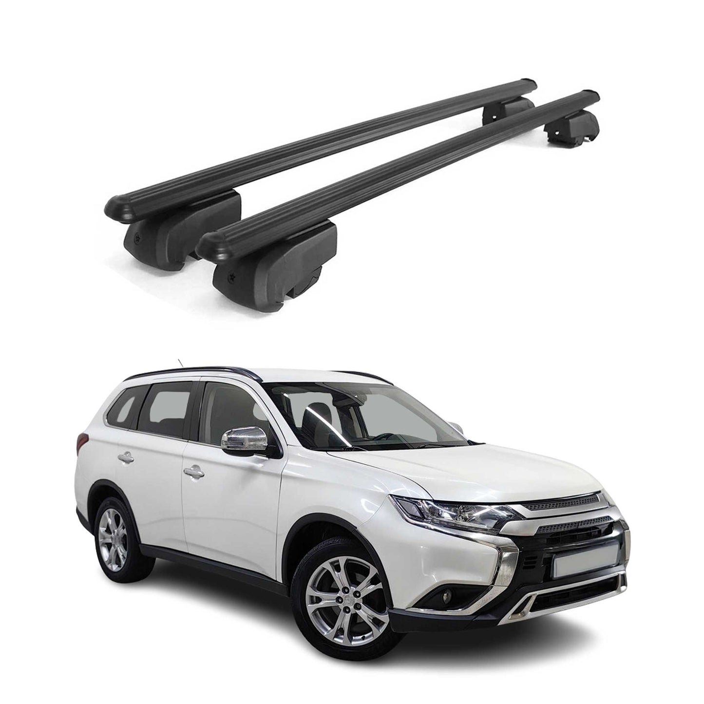 Dachträger Gepäckträger für Mitsubishi Outlander GF 2012-2021 ABE Schwarz 2x OMAC DE
