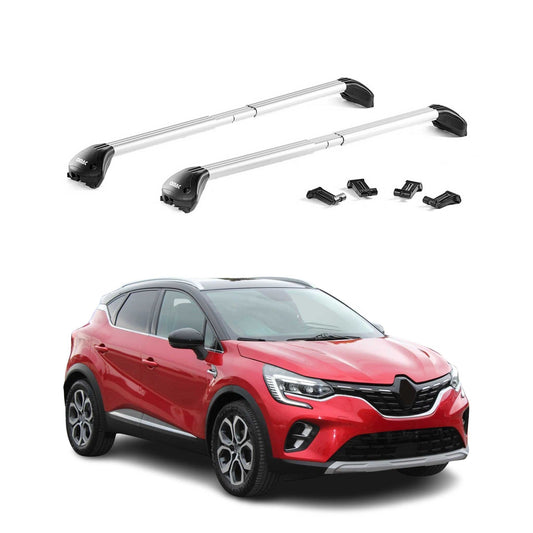 Dachträger Grundtäger für Renault Captur mk2 2019-2025 100kg Alu Silber 2x ABE OMAC DE