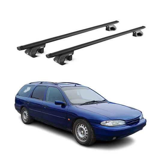 Dachträger Grundtäger für Ford Mondeo Kombi 1993-2014 90kg Alu Schwarz 2 tlg ABE OMAC DE