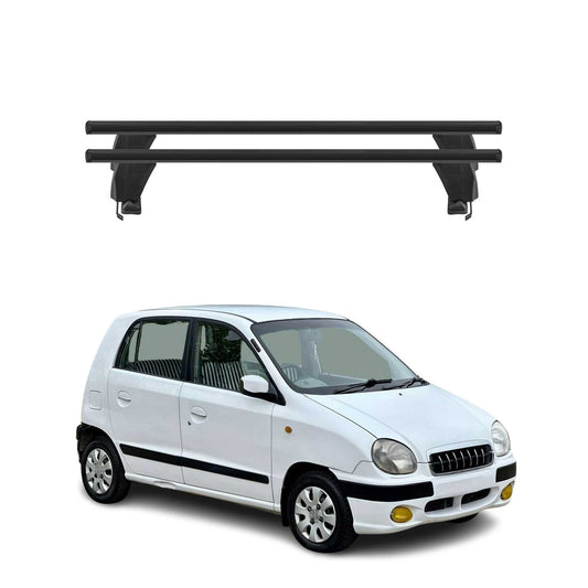 Menabo Dachträger Grundträger für Hyundai Atos Prime 1999-2008 Alu Schwarz 2tlg OMAC DE