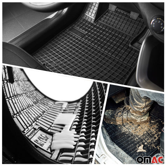 Fußmatten & Kofferraumwanne Set für Fiat Doblo 2000-2010 Gummi TPE Schwarz 3x OMAC DE