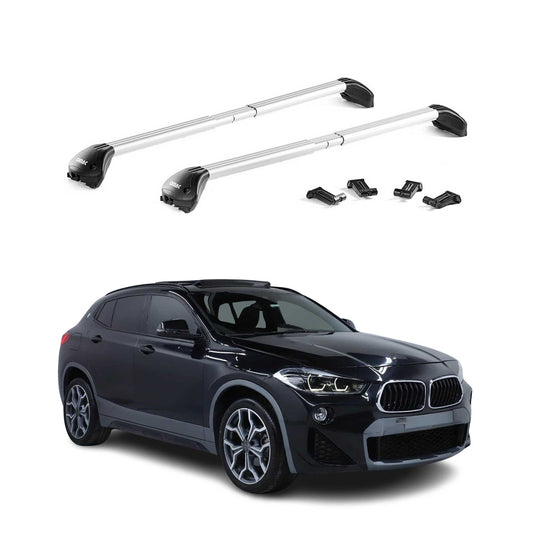 Dachträger Grundtäger für BMW X2 F39 2018-2023 100kg Aluminium Silber 2 tlg ABE OMAC DE