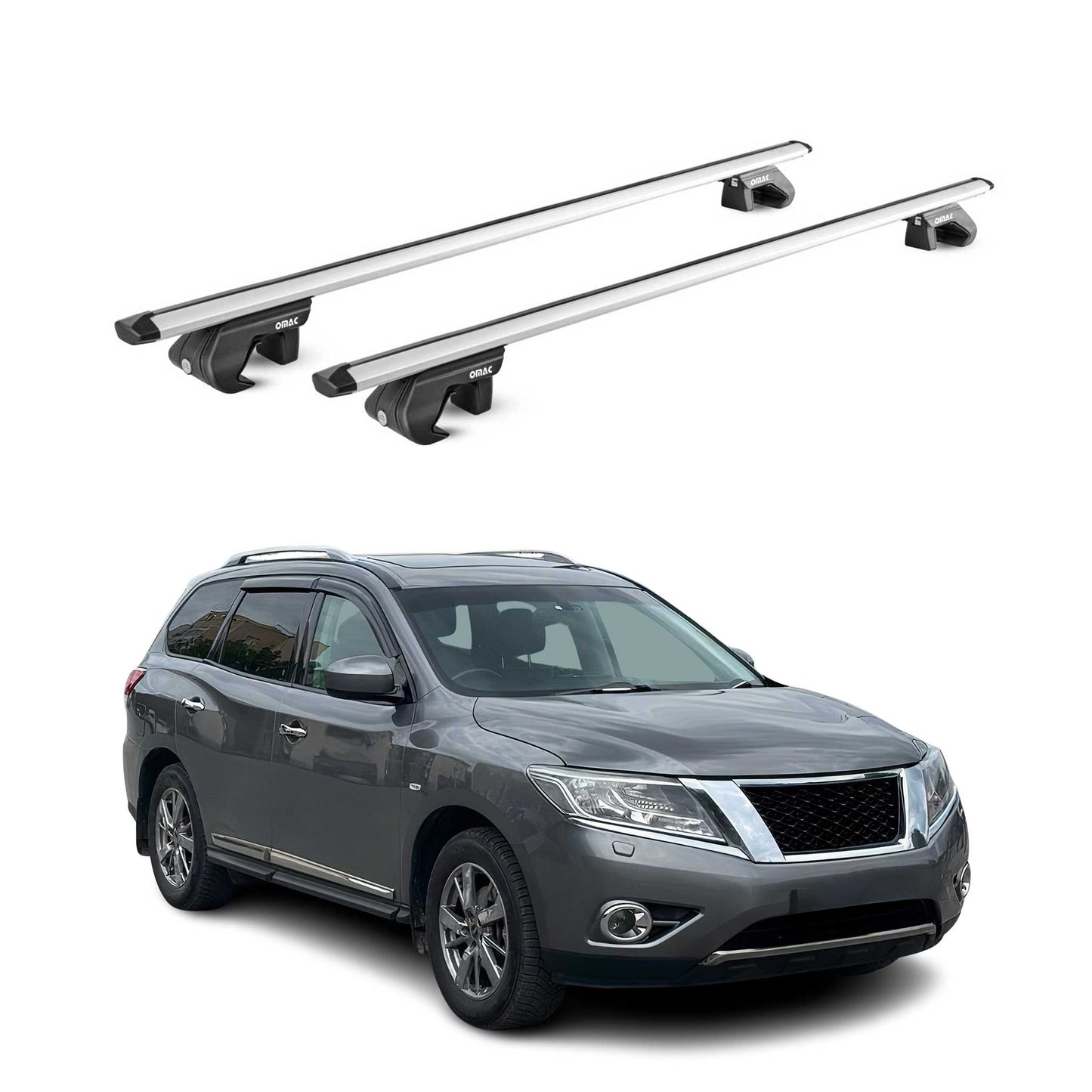 Dachträger für Nissan Patfhinder R52 2013-2020 5 tür 90kg Alu Silber 2x ABE OMAC DE