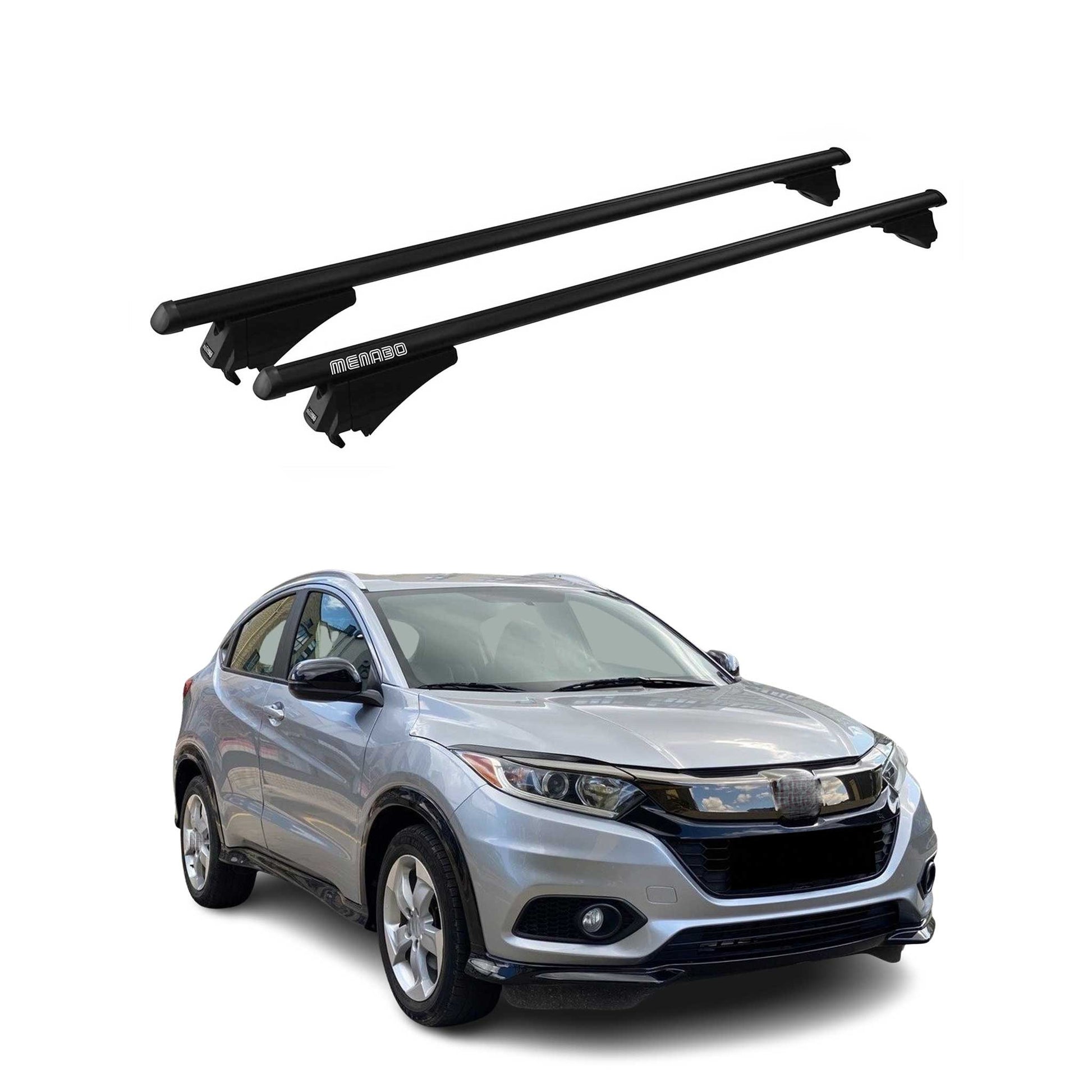Menabo Dachträger Grundtäger für Honda HR-V 2015-2021 75kg Alu Schwarz 2 tlg OMAC DE