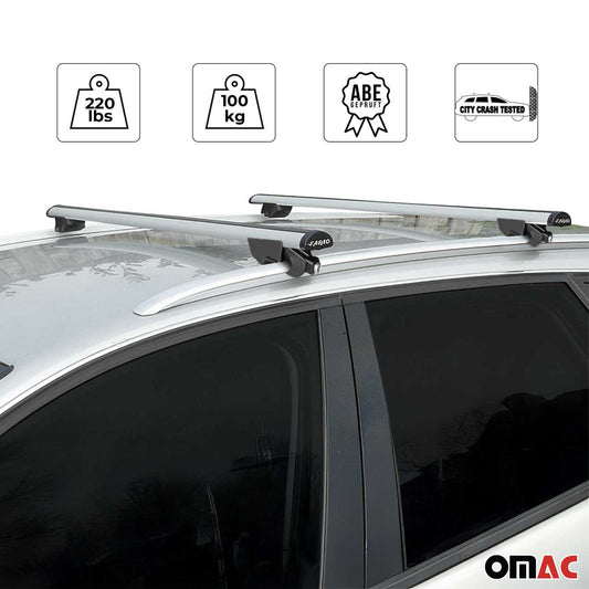 Dachträger Grundtäger für Seat Alhambra mk2 2010-2020 100kg Alu Silber 2 tlg ABE OMAC DE