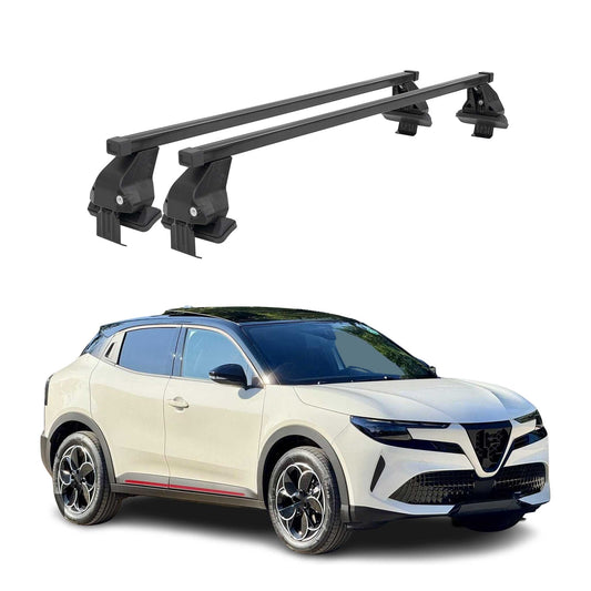 Menabo Dachträger Grundträger für Alfa Romeo Junior 2024-2025 Stahl Schwarz 2tlg OMAC DE