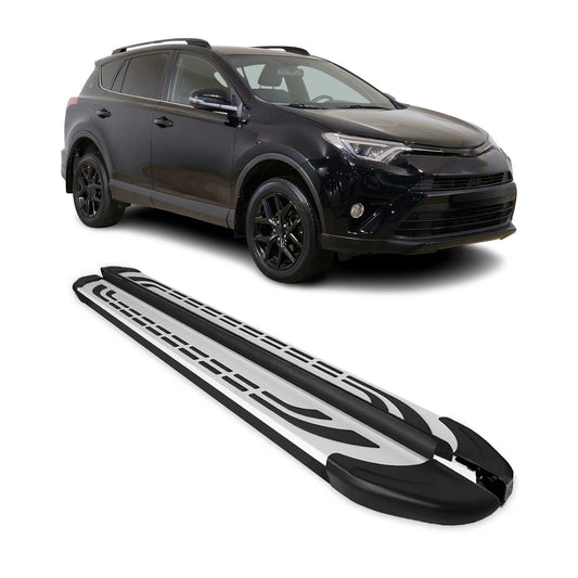 Trittbretter Seitenschweller für Toyota RAV4 Hybrid 2018-2025 Silber Schwarz 2x