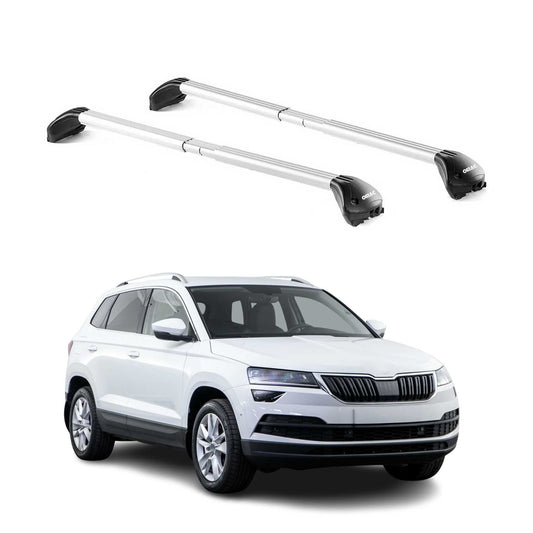Dachträger Grundtäger für Skoda Karoq 2017-2025 100kg Aluminium Silber 2x ABE OMAC DE