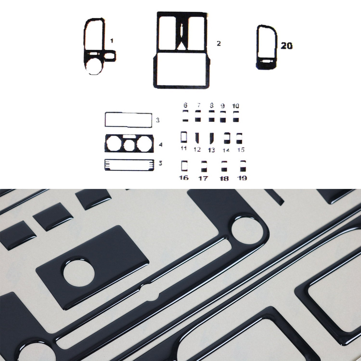 Innenraum Dekor Cockpit für VW Polo 1997-2001 Piano Schwarz Optik 20 tlg OMAC DE