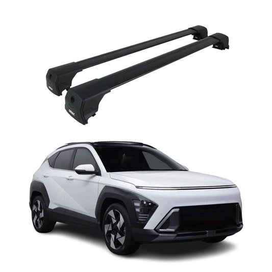 Dachträger Grundtäger für Hyundai Kona 2 2023-2025 75kg Aluminium Schwarz 2 tlg OMAC DE