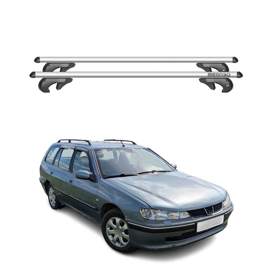Menabo Dachträger Grundtäger für Peugeot 406 Kombi 1996-2004 90kg Alu Silber 2x OMAC DE
