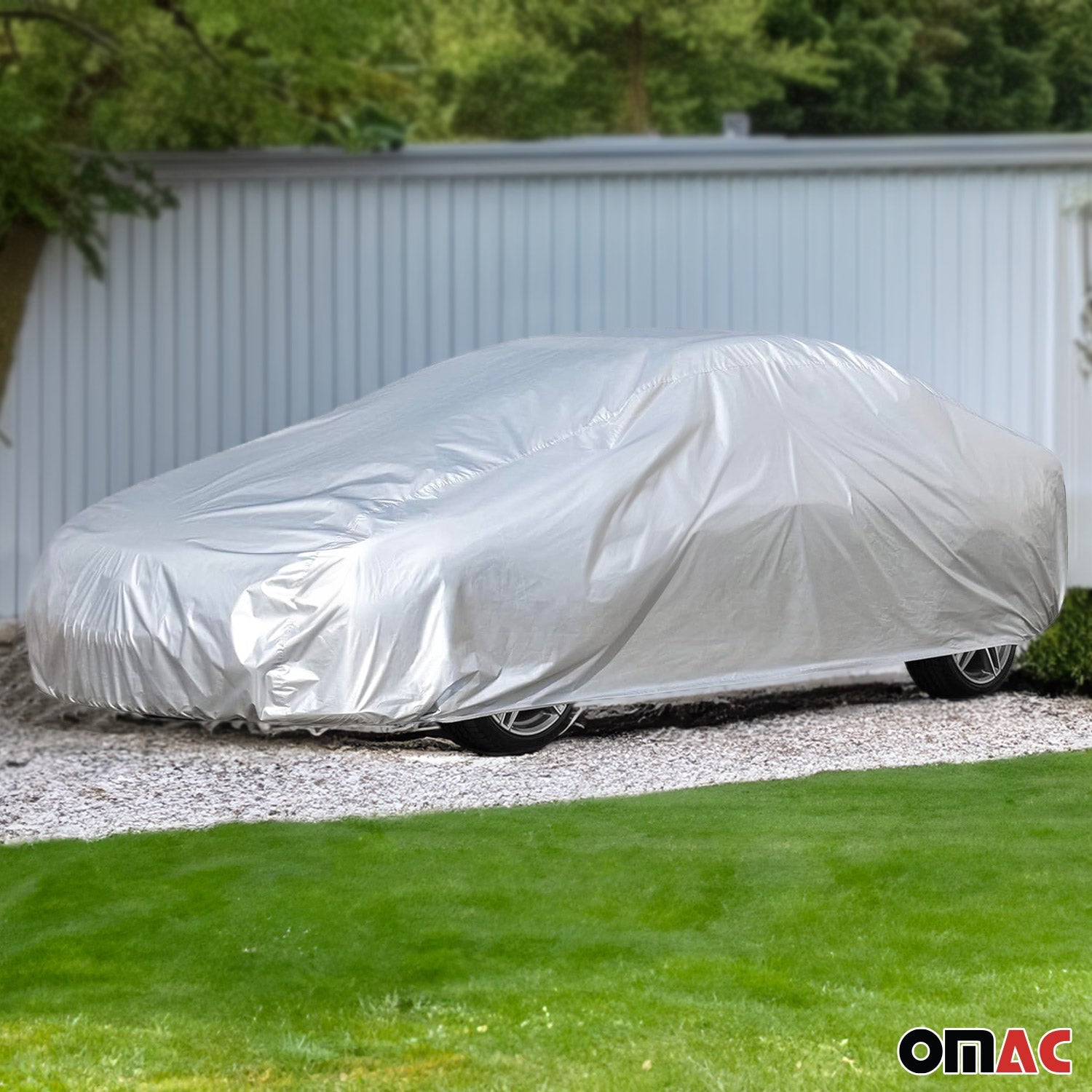 Auto Schutzhülle Vollgarage Autoabdeckung Universal Grau 455x165x119 OMAC DE