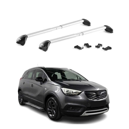 Dachträger für Opel Crossland X / Grandland X 2017-2025 100kg Alu Silber 2x ABE OMAC DE