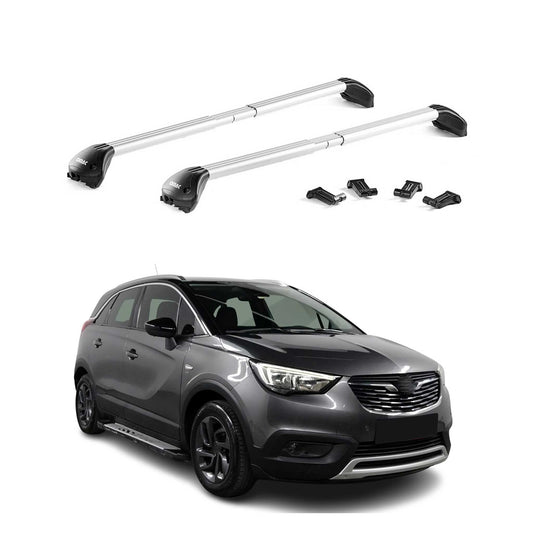 Dachträger für Opel Crossland X / Grandland X 2017-2025 100kg Alu Silber 2x ABE OMAC DE