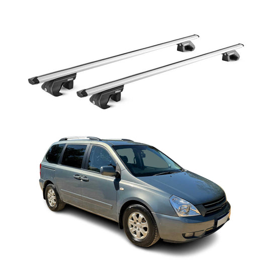 Dachträger Grundtäger für Kia Carnival 2005-2014 5 tür 90kg Alu Silber 2 tlg ABE OMAC DE