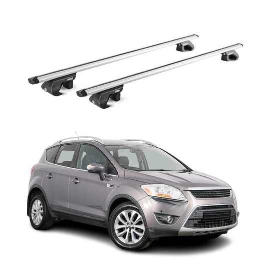 Dachträger Grundtäger für Ford Kuga 2008-2019 5 tür 90kg Alu Silber 2 tlg ABE OMAC DE