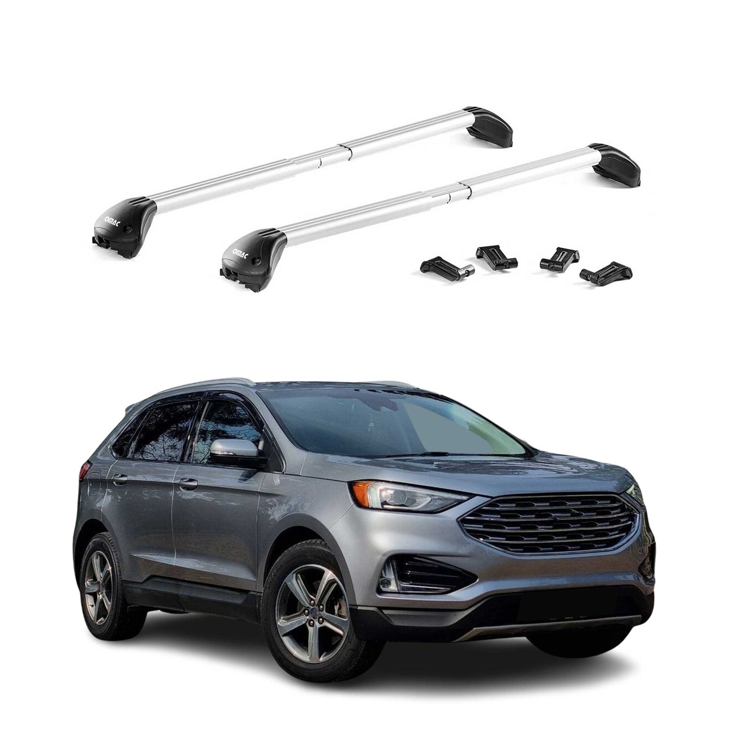 Dachträger Grundtäger für Ford Edge 2016-2021 100kg Aluminium Silber 2x ABE OMAC DE