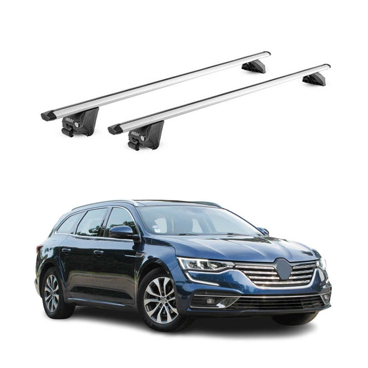 Dachträger für Renault Talisman Grandtour 2015-2025 100kg Alu Silber 2tlg ABE OMAC DE